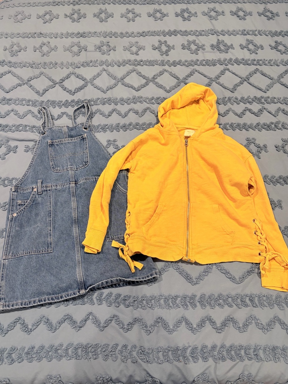 Yellow Zip Hoodie with Lace-Up Sleeves - Picture 1 of 7